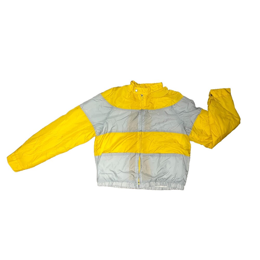 Vintage 70’s Yellow and Gray Striped Campus Pro Action Terry Lined Windbreaker M